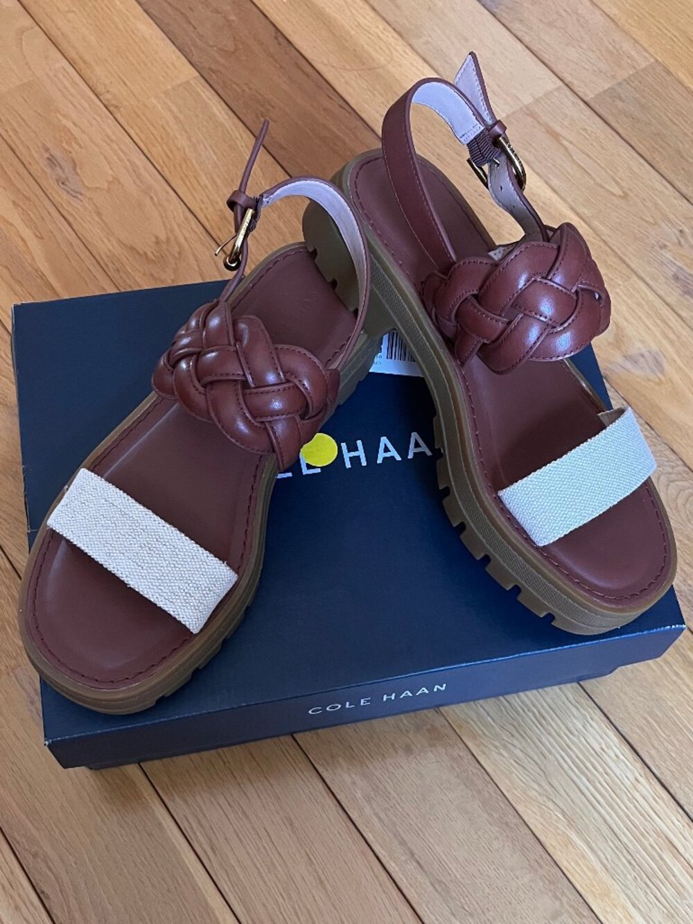 Cole Haan Cressida Lug Sandals in Natural-Cuoio - Picture 2 of 7